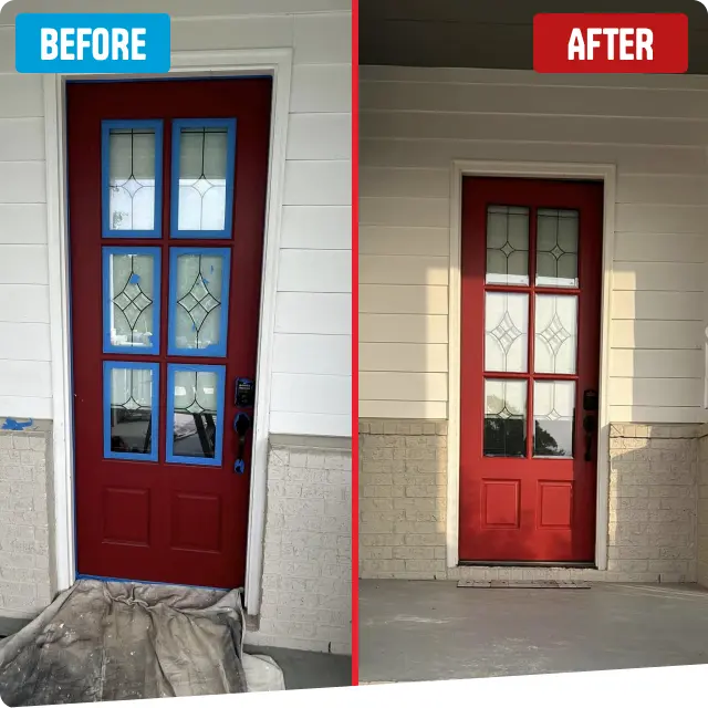 Before and after front door painting